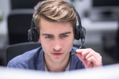 male on headset